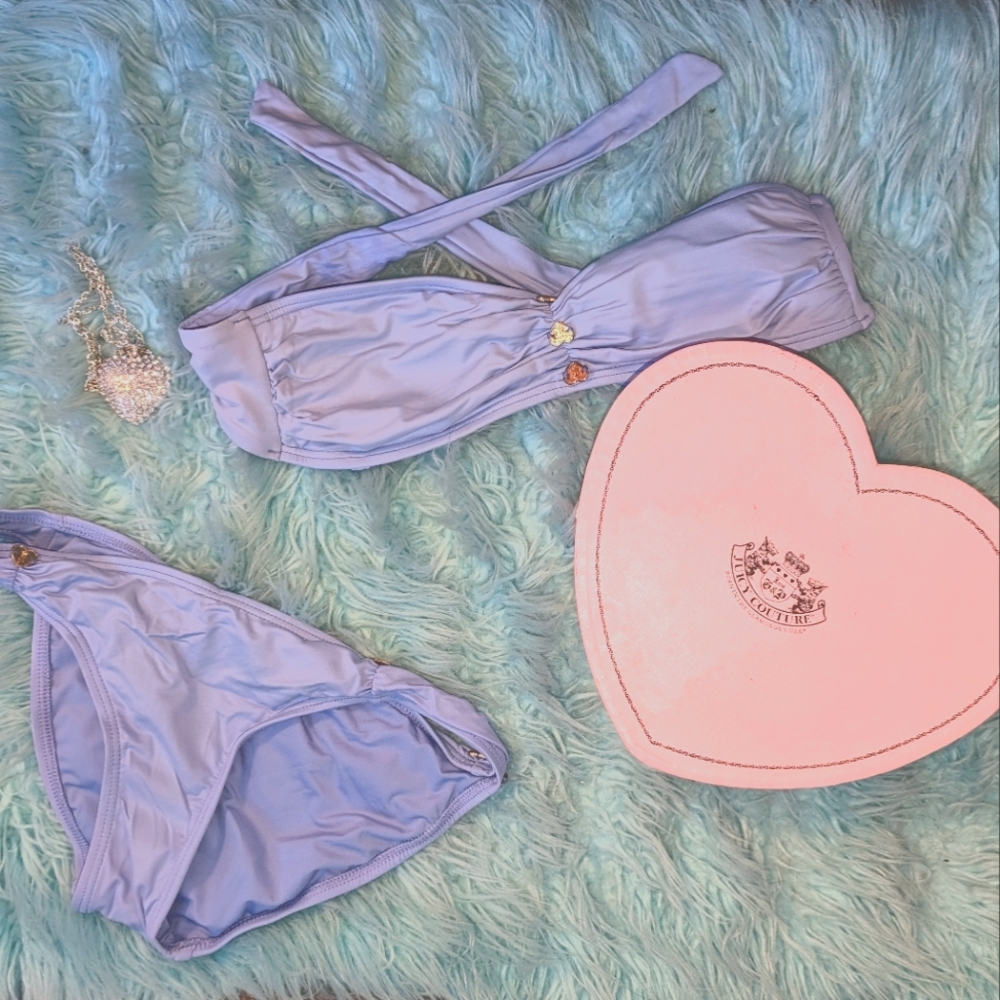 🧁🍭 Y2K Light Blue JUICY Couture Strapless Bikini 🩵☀️